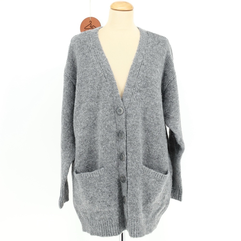 A.N.A A New Approach Cardigan Petite Large Gray V-Neck Long Sleeve Pockets NWT